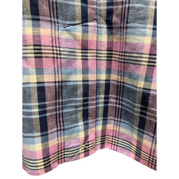 Talbots Blue Pink Plaid Linen Blend 1 Button Vented Back Blazer Jacket Size 4 - Picture 6 of 8